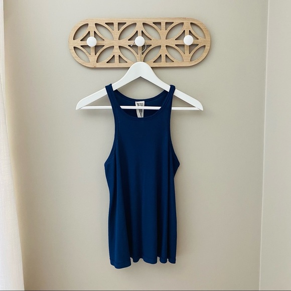 Free People Ribbed Tank Top Navy Blue Sz Small - Picture 1 of 8